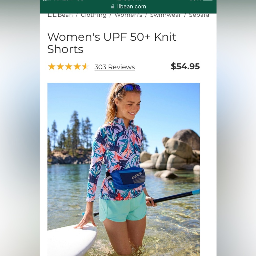 L.L. Bean Women’s UPF 50 Colorblock Swim Shorts M